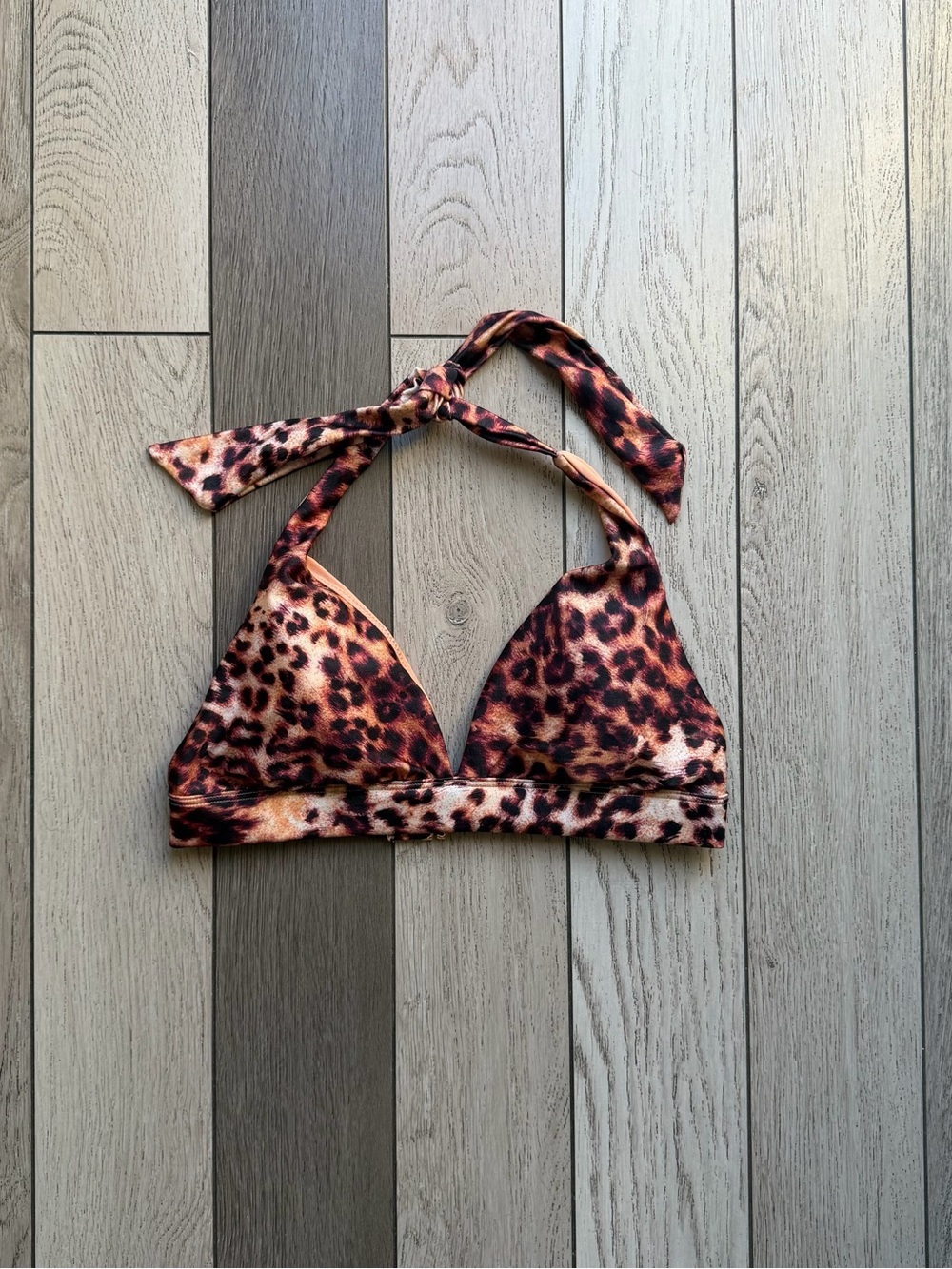 Victoria's Secret Leopard Print Halter Bikini Top Small